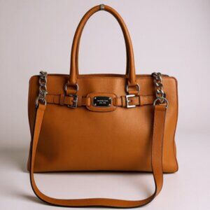 Michael Kors AUTHENTICATED Hamilton Satchel Tote Bag Cognac Pebbled Leather